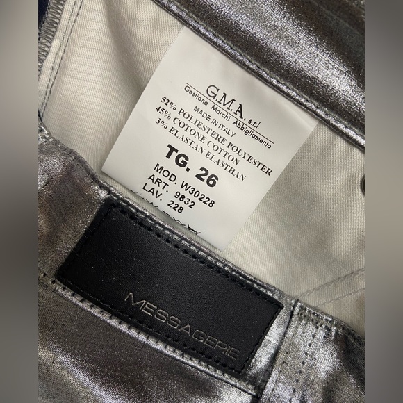 Color of the season SILVER jeans style trousers. Italian brand MESSAGERIE. Sz 26 - Picture 6 of 8